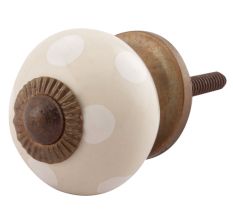 Cream Dotted Small Ceramic Drawer Knobs Online 